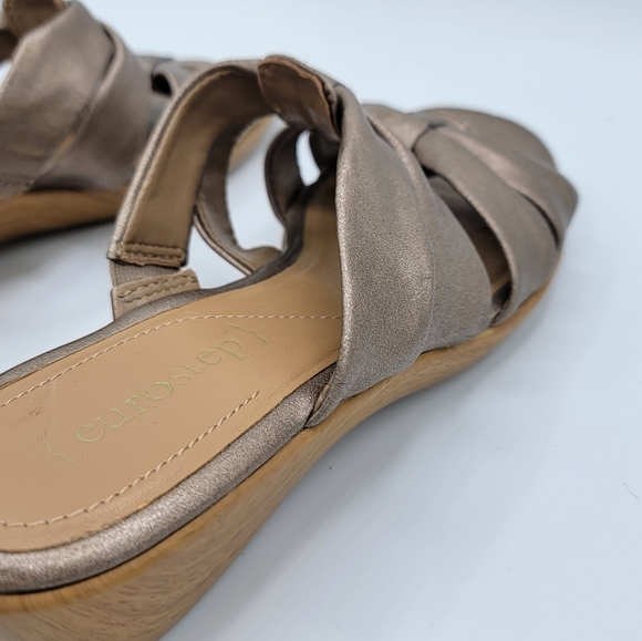 Eurostep Sheridan Metallic Low Wedge Leather Sandals Size 7 - Picture 6 of 14